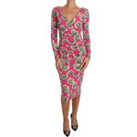 Dolce & Gabbana Pink Silk Cup Cake Sheath Stretch Dress DR2016-36