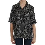 Dolce & Gabbana Black Musical Instrument Print Silk Top TSH3116-36