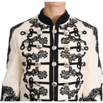 Dolce & Gabbana White Wool Black Floral Baroque Jacket JKT2317-36
