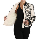 Dolce & Gabbana White Wool Black Floral Baroque Jacket JKT2317-36