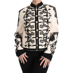 Dolce & Gabbana White Wool Black Floral Baroque Jacket JKT2317-36