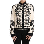 Dolce & Gabbana White Wool Black Floral Baroque Jacket JKT2317-36