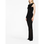 Saint Laurent semi-sheer one-sleeve long dress 734466Y76AJ1000