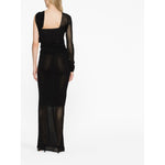Saint Laurent semi-sheer one-sleeve long dress 734466Y76AJ1000