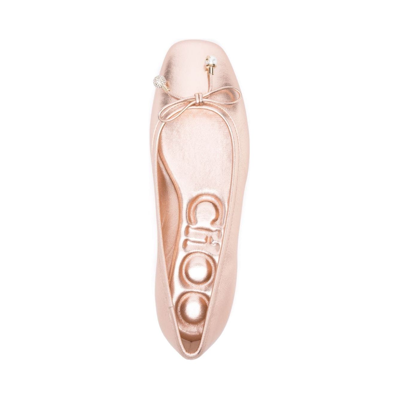 Jimmy Choo Elme metallic ballerina shoes ELMEFLATMNABALLETPINK