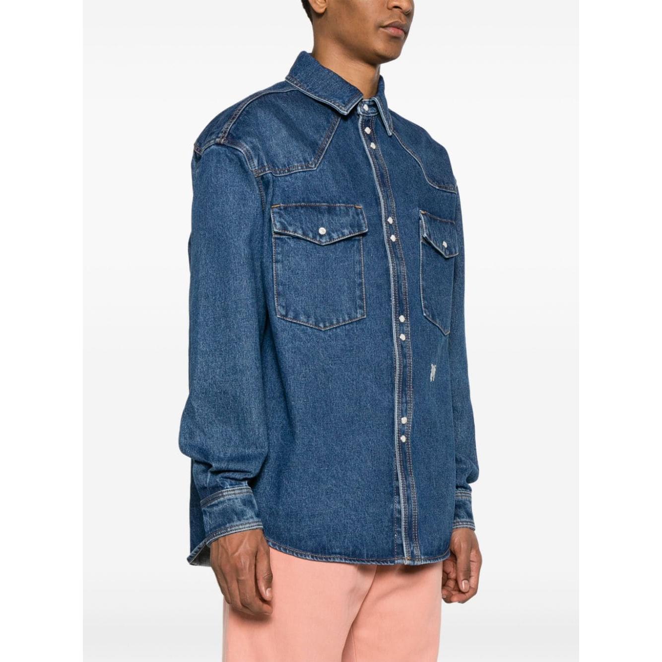 Palm Angels Shirts Blue PMYD023R24DEN0024001