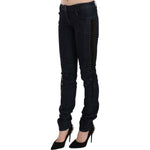 Just Cavalli Blue Low Waist Skinny Trousers Braided String Pants PAN70321-26