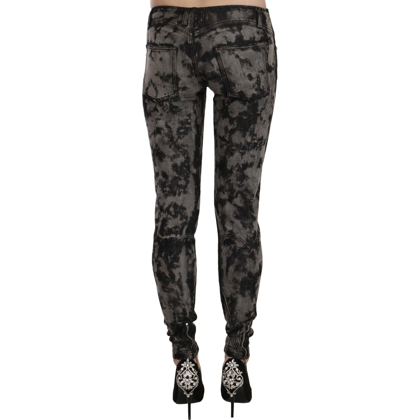Just Cavalli Black Gray Faded Low Waist Skinny Denim Trousers Jeans PAN70329-26