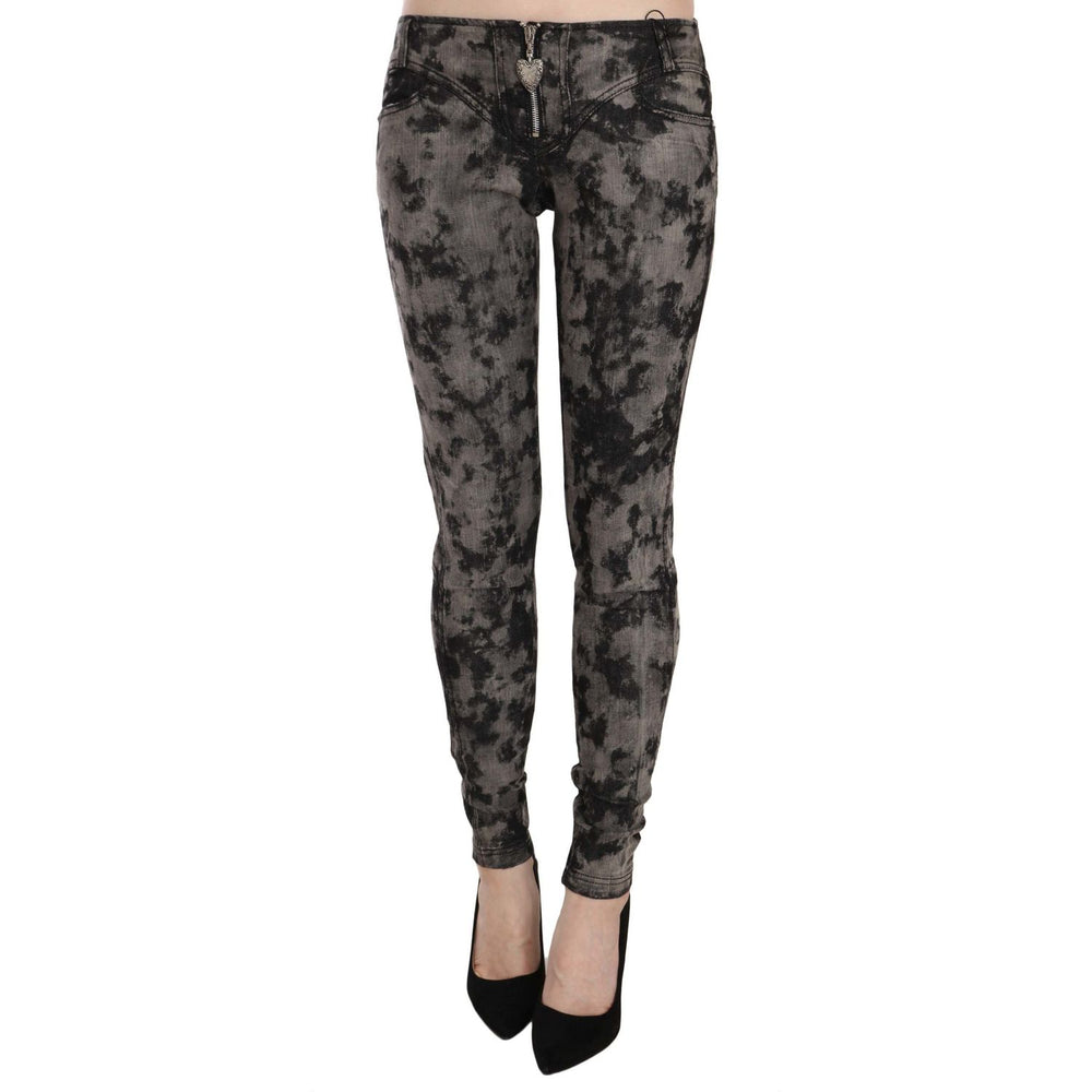 Just Cavalli Black Gray Faded Low Waist Skinny Denim Trousers Jeans PAN70329-26
