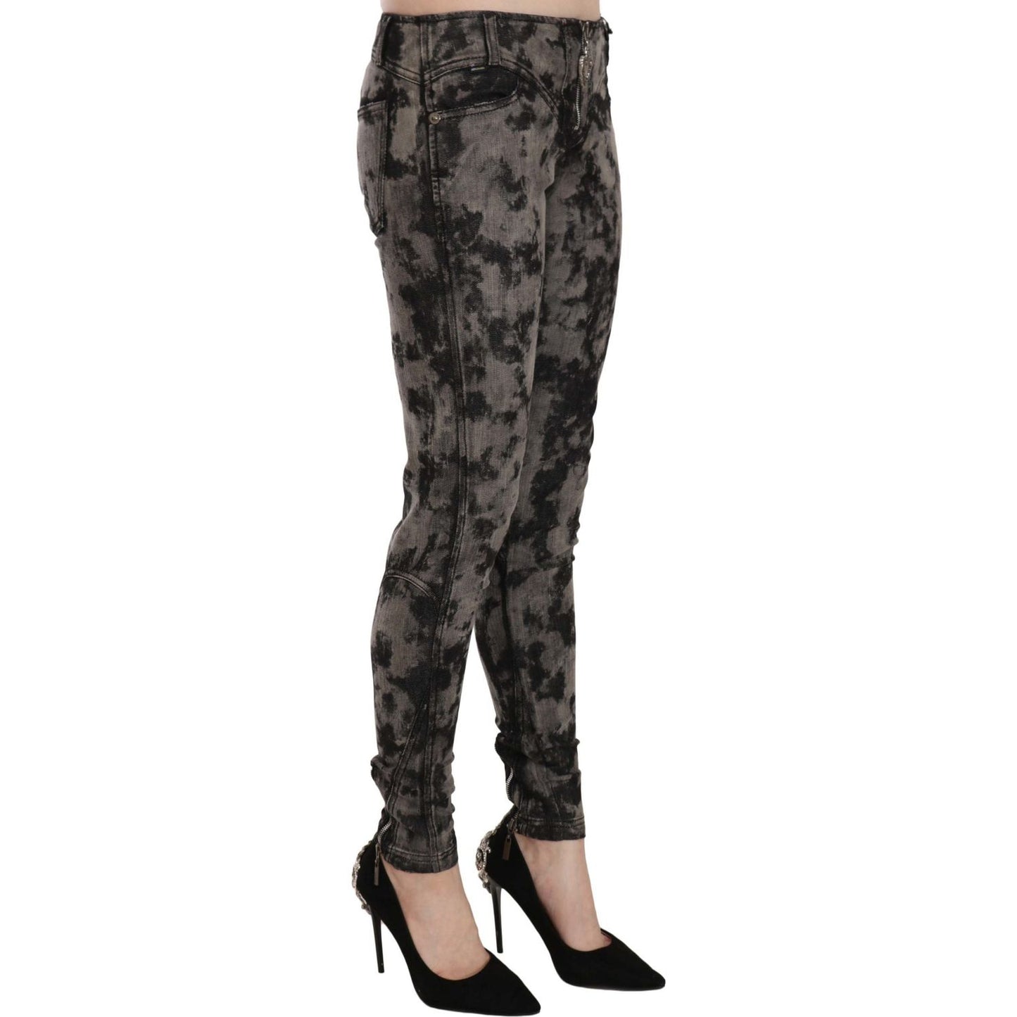 Just Cavalli Black Gray Faded Low Waist Skinny Denim Trousers Jeans PAN70329-26