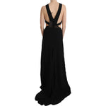 John Richmond Black Crystal Leather Gown Flare Dress DR1678-40