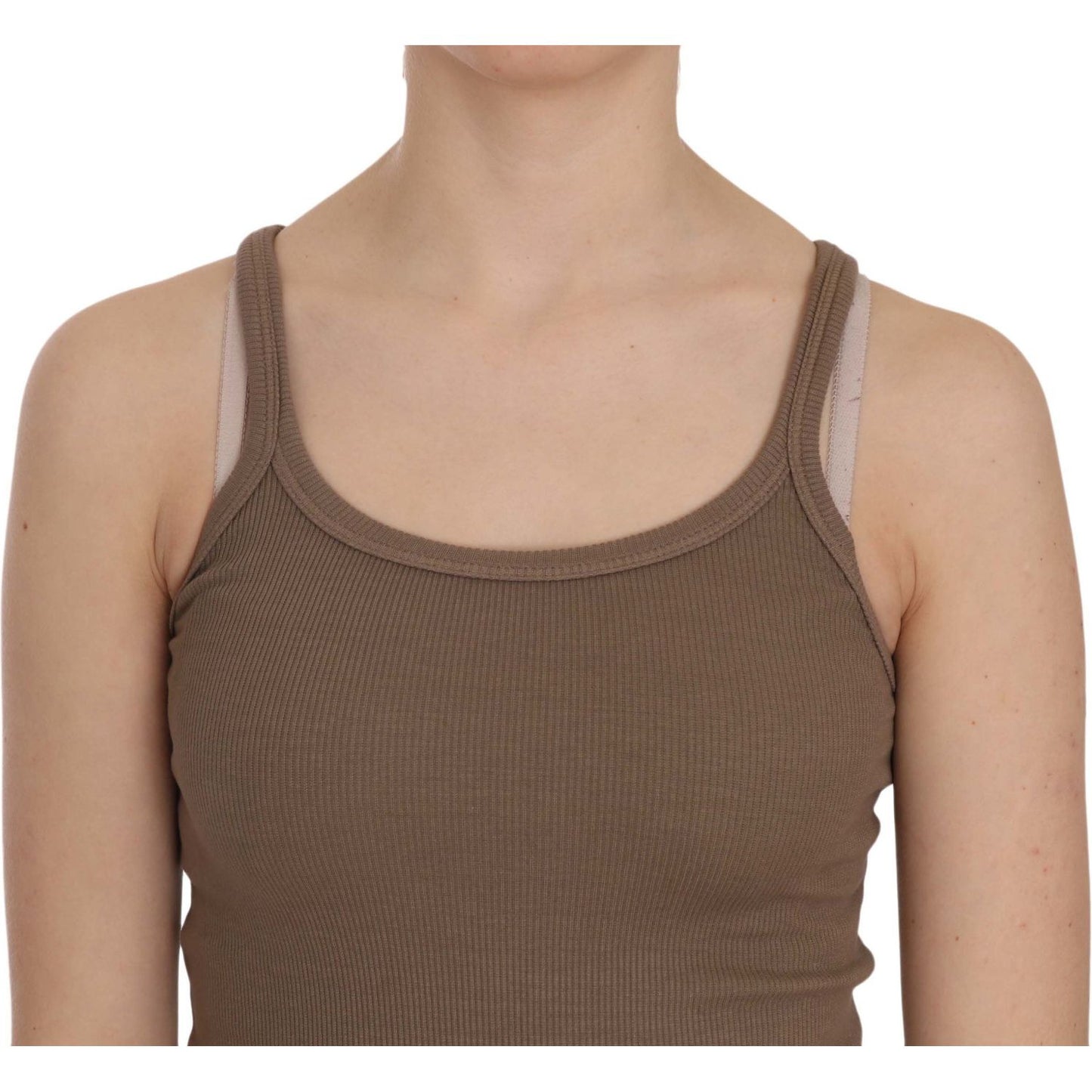 PINK MEMORIES Brown Sleeveless Spaghetti Strap Top