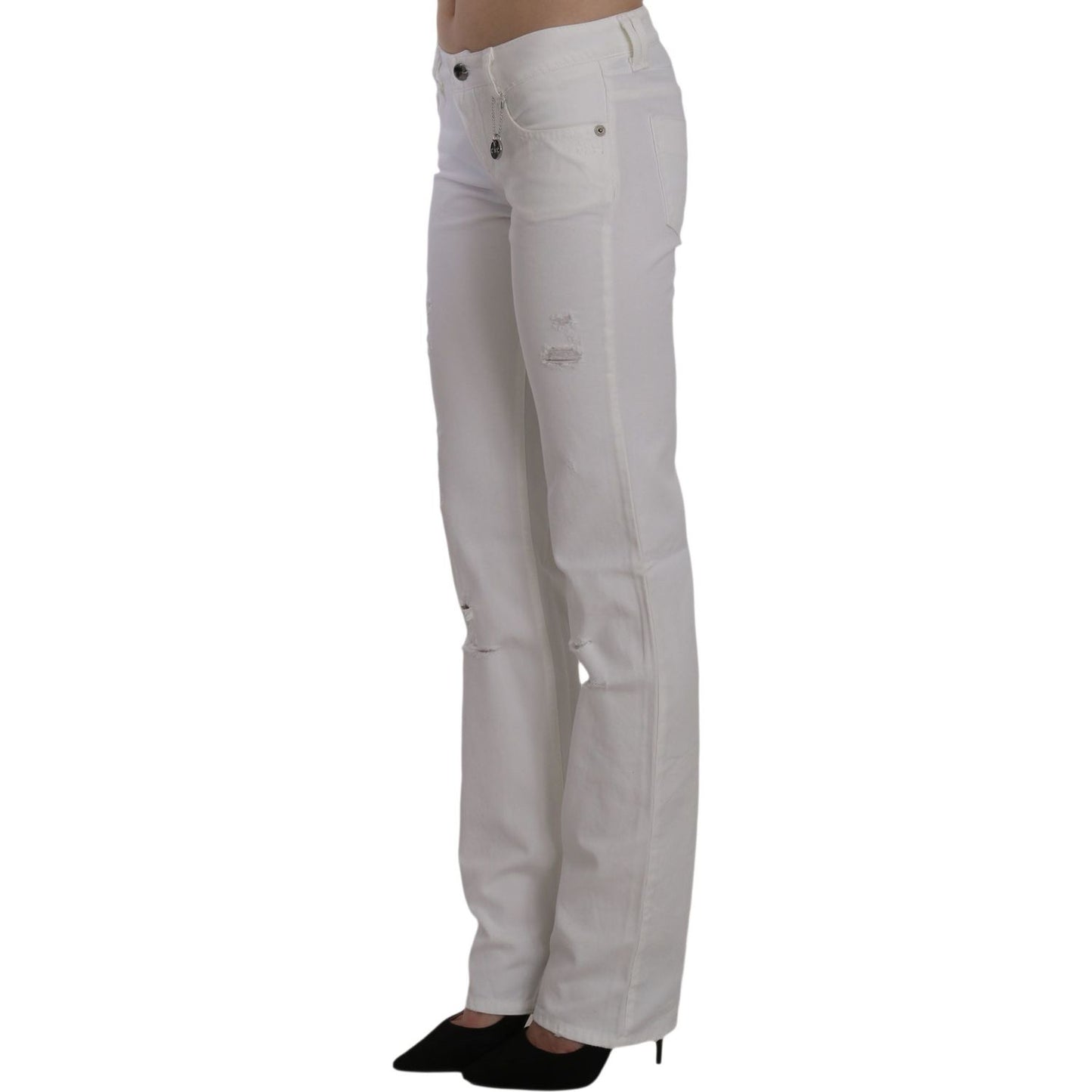Costume National White Cotton Slim Fit Straight Jeans Pants SIG30112-25