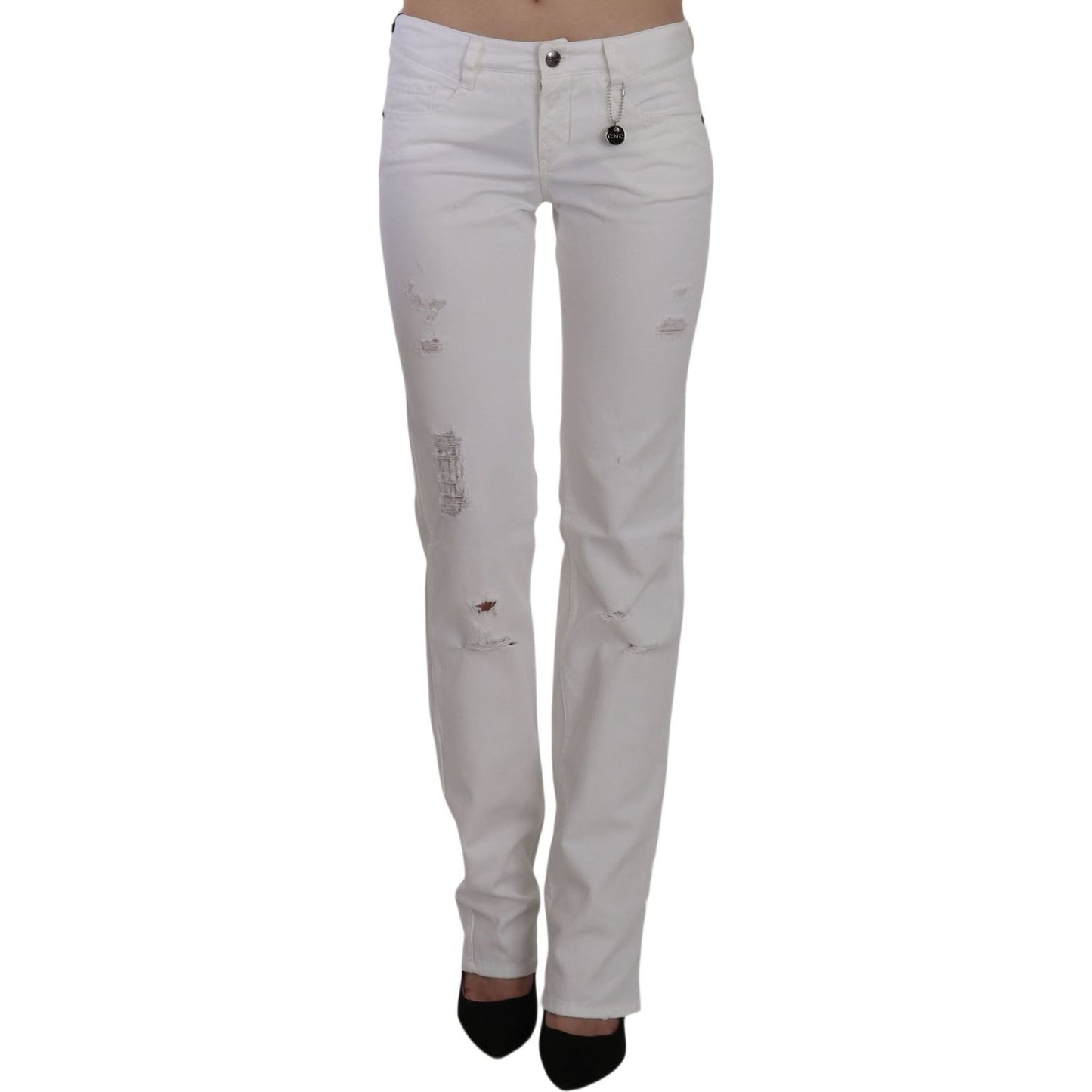 Costume National White Cotton Slim Fit Straight Jeans Pants SIG30112-25
