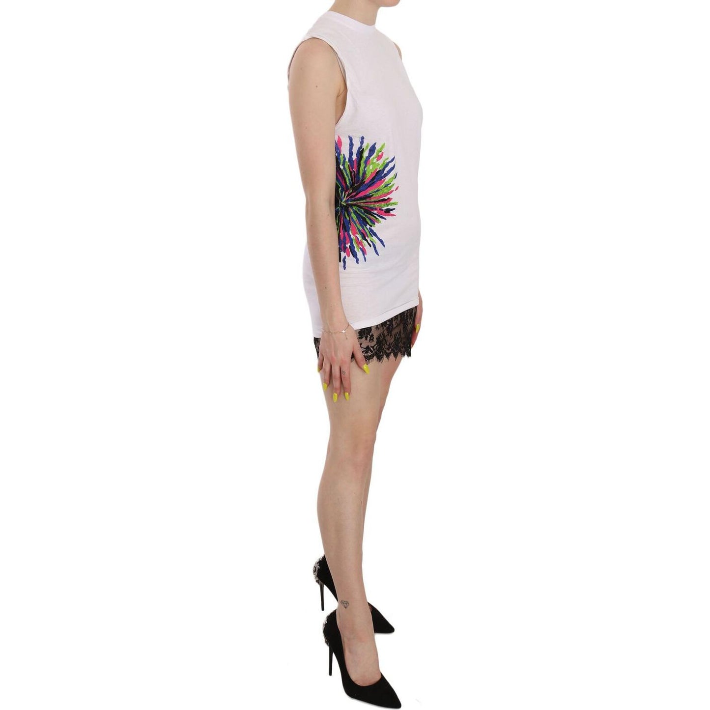Dsquared² White Printed Crew Neck Sleeveless Bodycon Mini Dress TSH3831-38