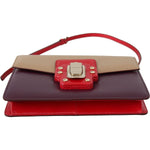 Dolce & Gabbana Purple Beige Red Leather Crossbody Purse Bag VAS8681
