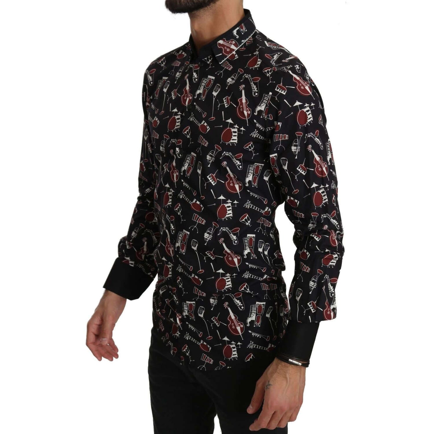 Dolce & Gabbana Black Musical Instrument Slim fit Shirt TSH4009-40