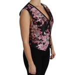 Dolce & Gabbana Black Pink Floral Waistcoat Vest Blouse Top TSH4286-38