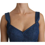 Dolce & Gabbana Blue Sleeveless Bustier Blouse Cotton Top TSH4309-36