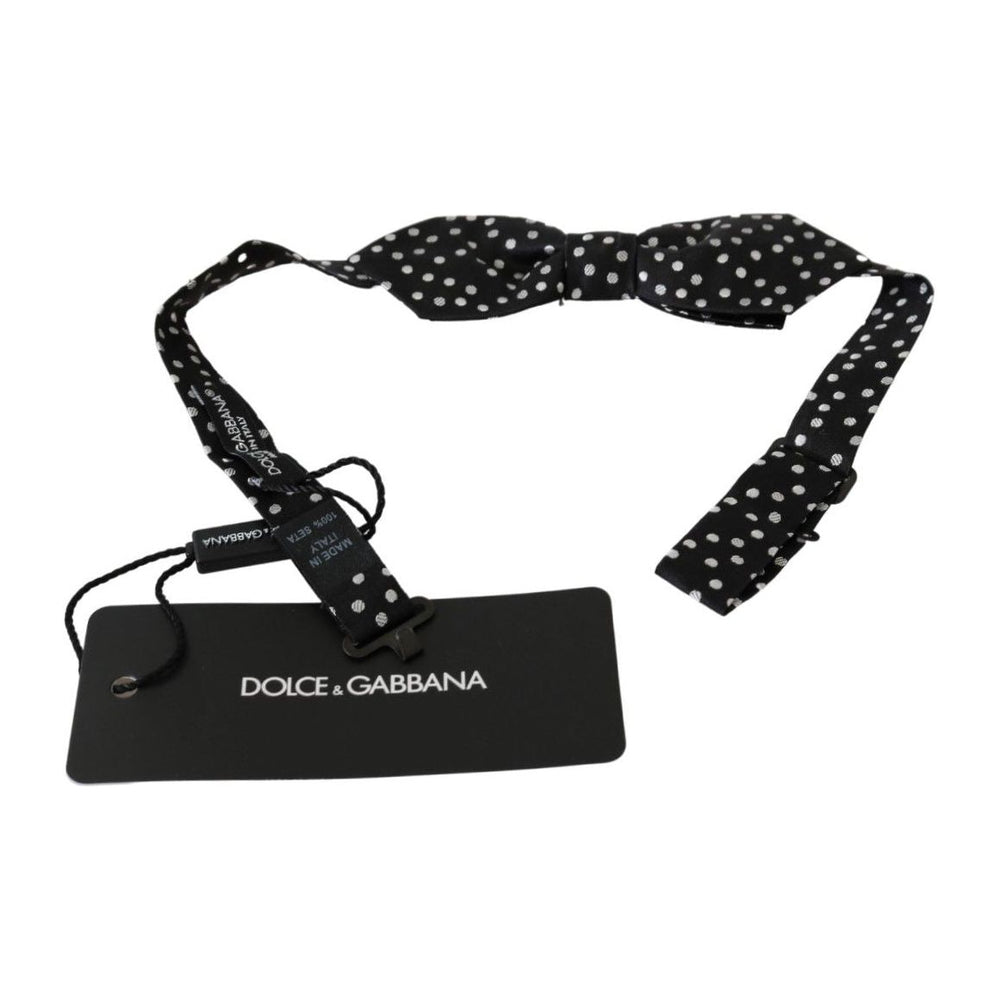 Dolce & Gabbana Black Polka Dots Mens Necktie Papillon 100% Silk Bow Tie FT3012