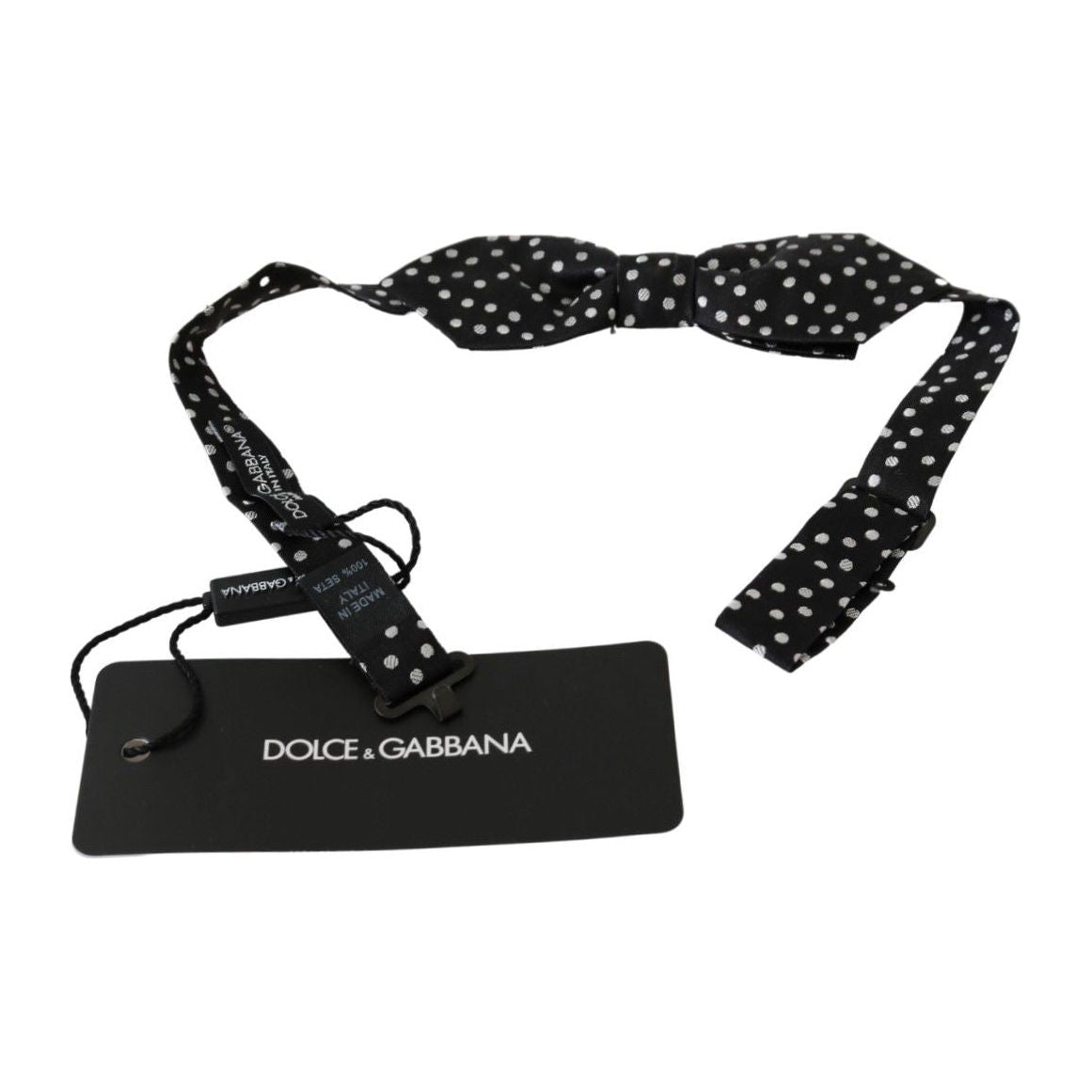 Dolce & Gabbana Black Polka Dots Mens Necktie Papillon 100% Silk Bow Tie FT3012