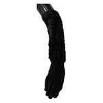 Dolce & Gabbana Black Elbow Length Mitten Suede Fur Gloves LB1013-7.5