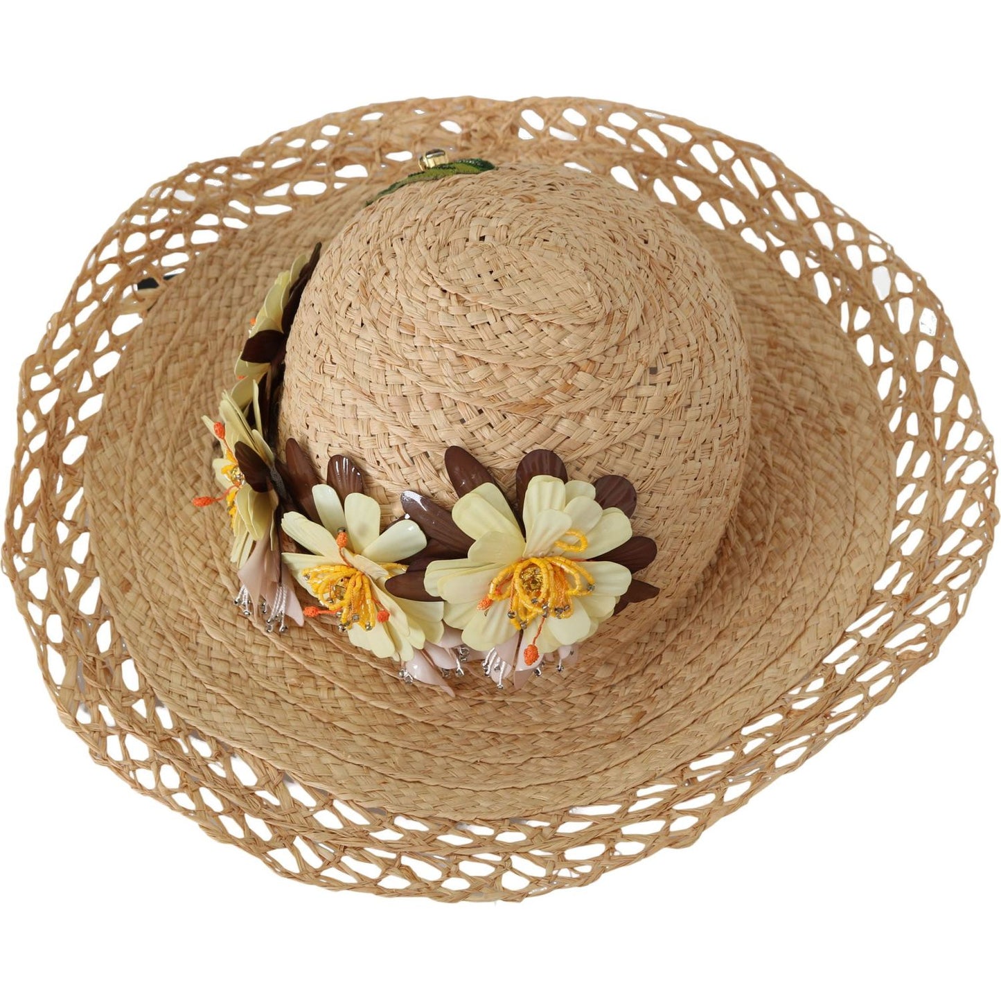 Dolce & Gabbana Beige Wide Brim Floral Bucket Capello Hat HAT70225-56