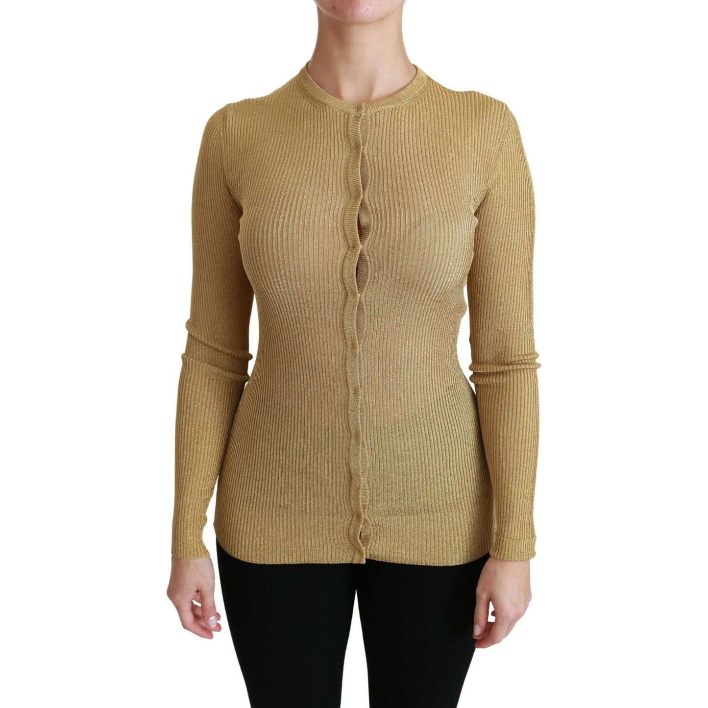 Dolce & Gabbana Gold Long Sleeve Cardigan Viscose Sweater TSH4424-36