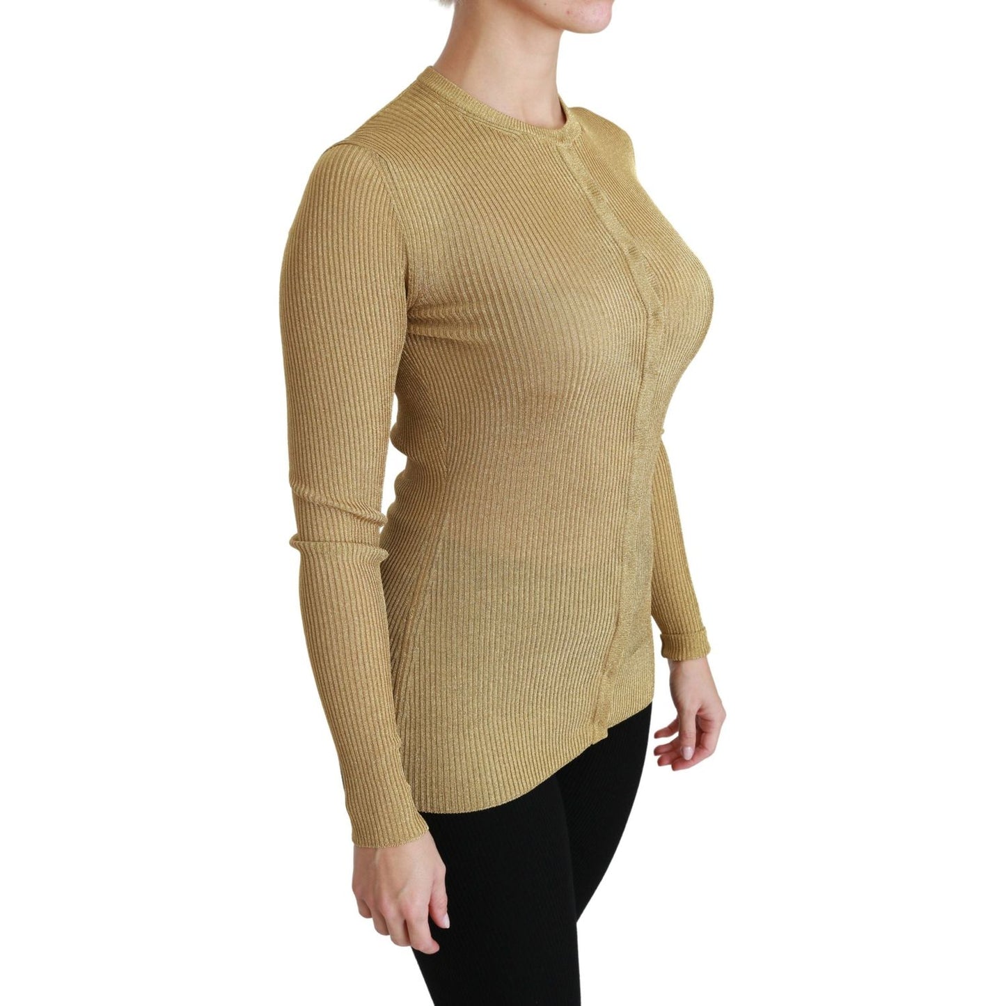 Dolce & Gabbana Gold Long Sleeve Cardigan Viscose Sweater TSH4424-36