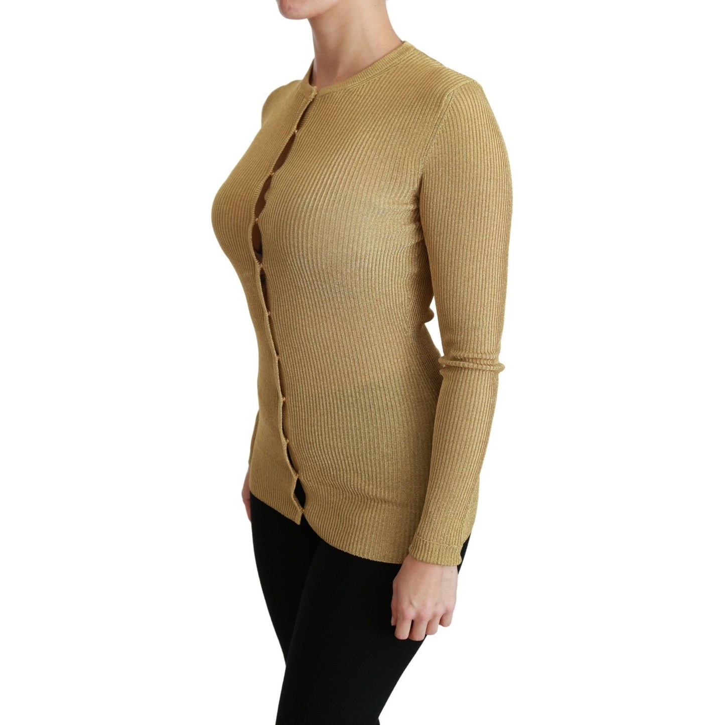 Dolce & Gabbana Gold Long Sleeve Cardigan Viscose Sweater TSH4424-36