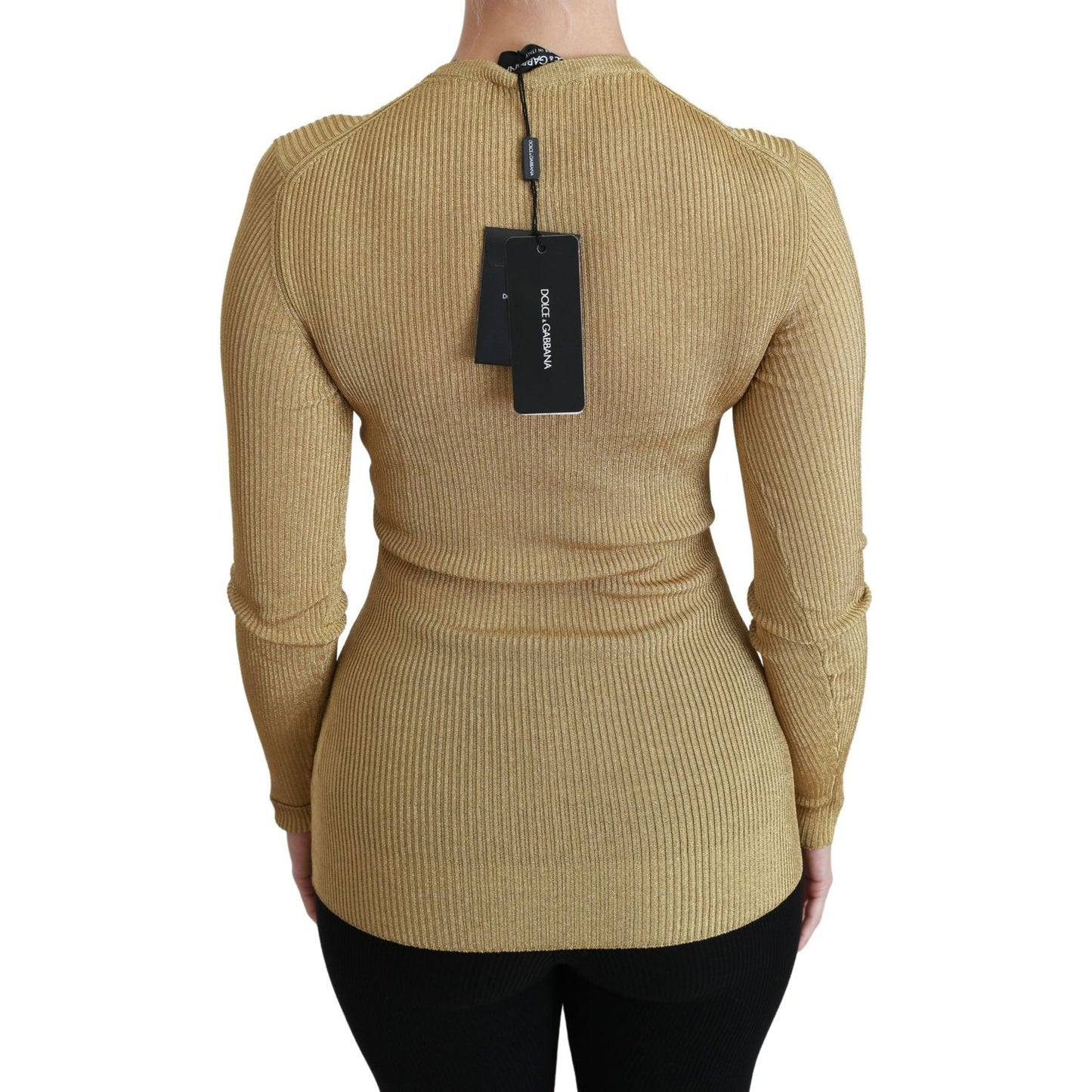 Dolce & Gabbana Gold Long Sleeve Cardigan Viscose Sweater TSH4424-36