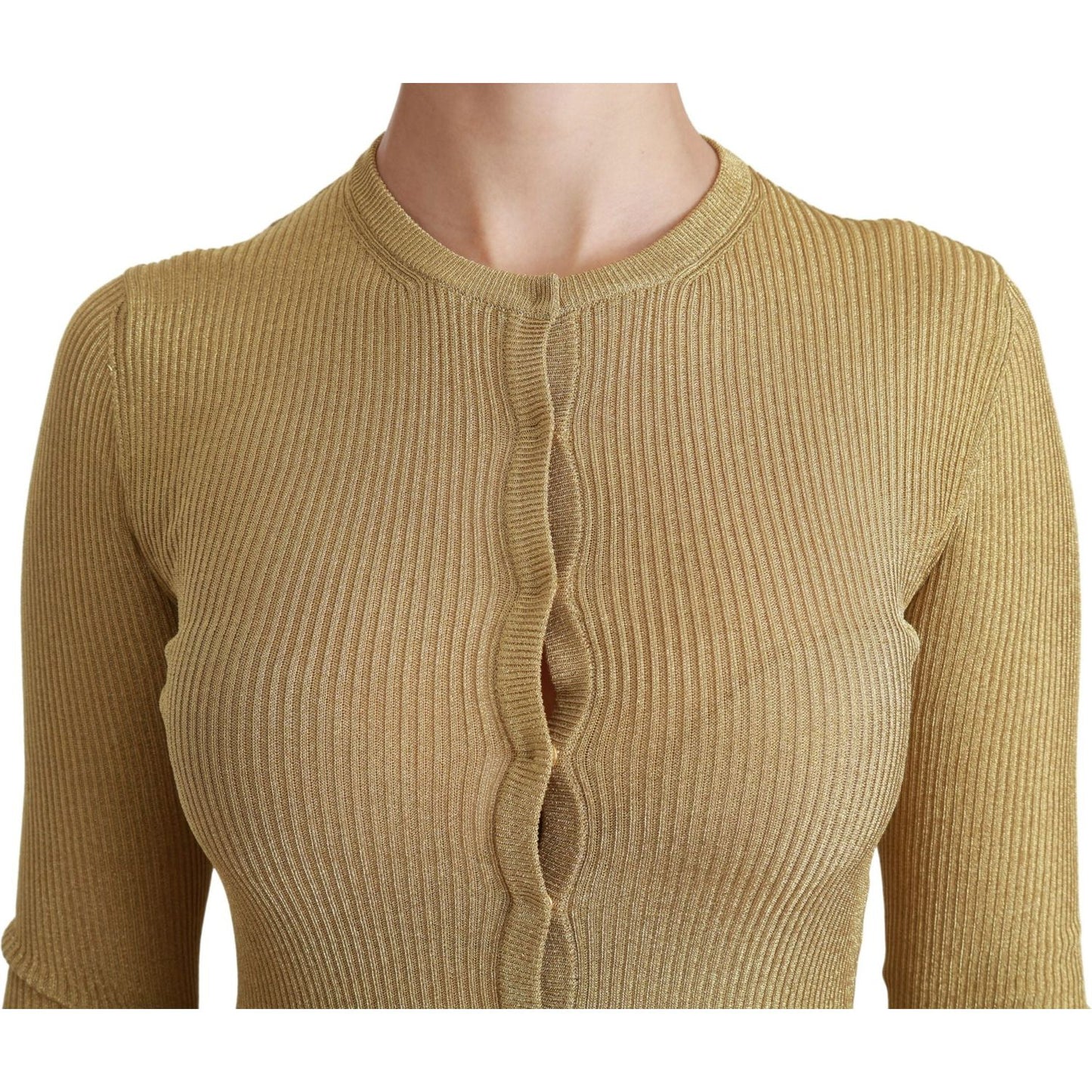 Dolce & Gabbana Gold Long Sleeve Cardigan Viscose Sweater TSH4424-36
