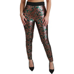 Dolce & Gabbana Green Bronze Leaf Tights Skinny Pants PAN70819-36