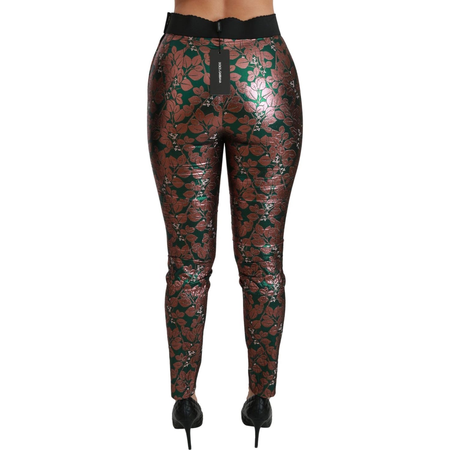 Dolce & Gabbana Green Bronze Leaf Tights Skinny Pants PAN70819-36