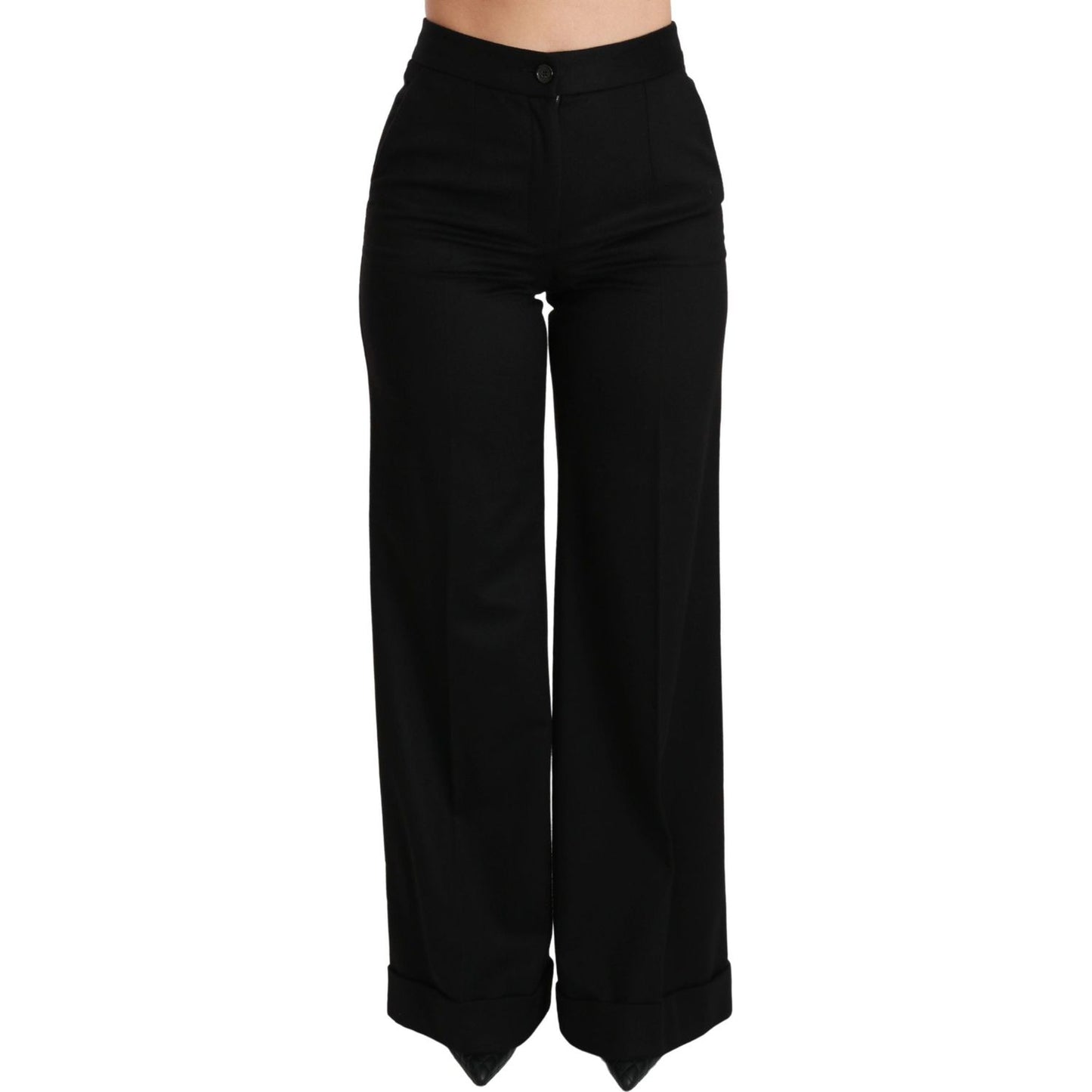 Dolce & Gabbana Black Wide Leg Flared Trouser Cashmere Pants PAN70835-38