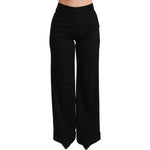 Dolce & Gabbana Black Wide Leg Flared Trouser Cashmere Pants PAN70835-38