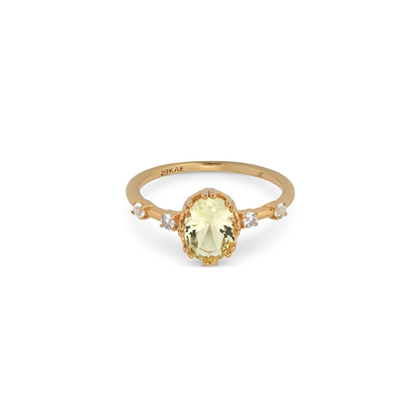 24KAE JEWELS JEWELRY Mod. 12406Y/58 elegant gold ring with central gemstone and side diamonds