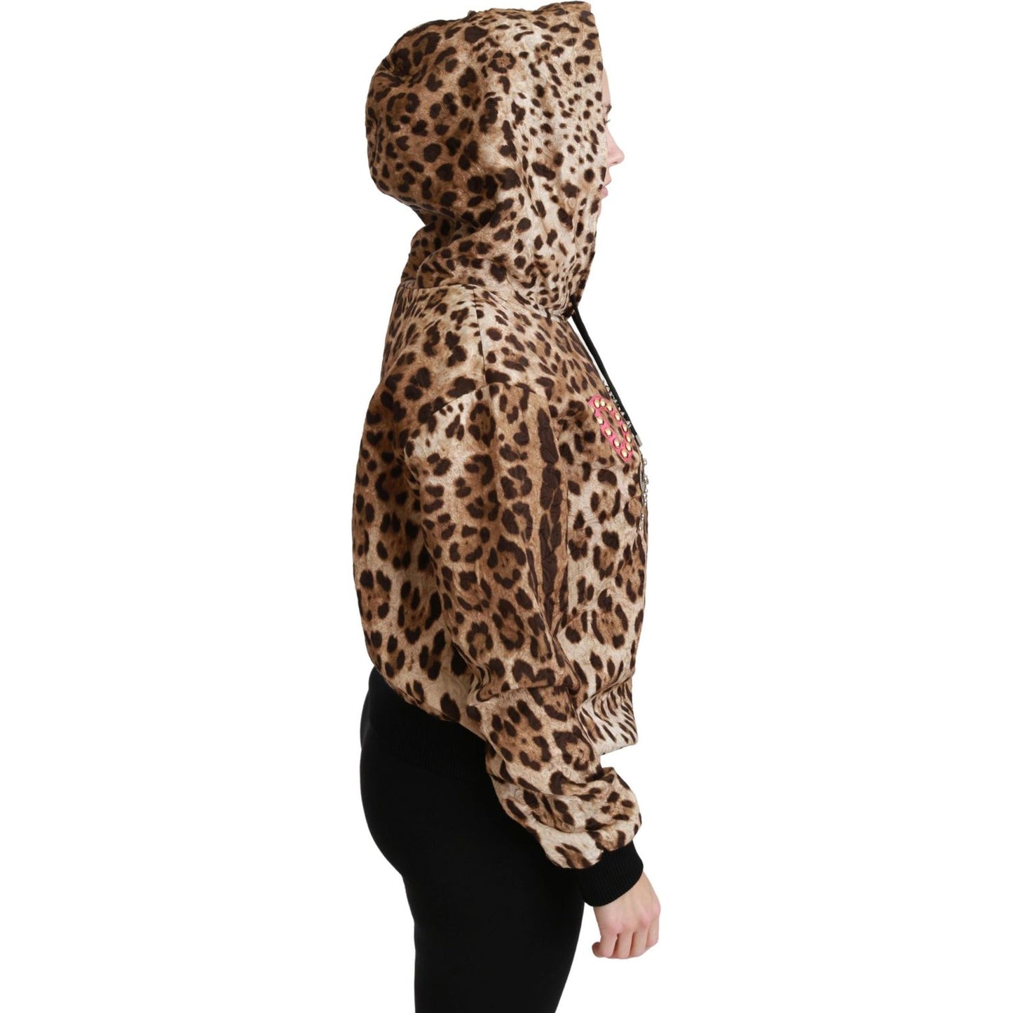 Dolce & Gabbana Brown Hooded Studded Ayers Leopard Sweater TSH4420-36