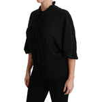 Dolce & Gabbana Black Silk Shirt Ruffled Top Blouse TSH4462-36
