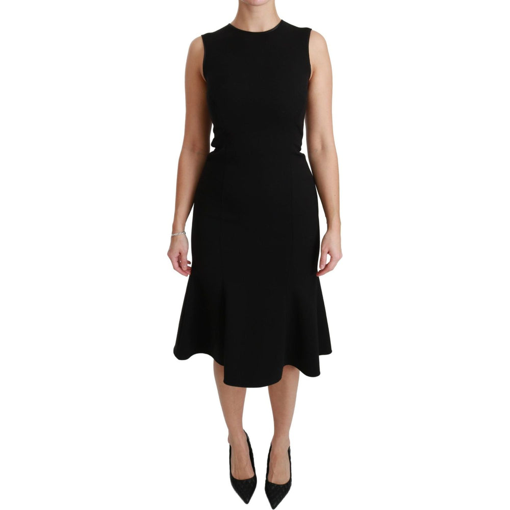 Dolce & Gabbana Elegant Black Fit Flare Wool Blend Dress WOMAN DRESSES Dolce & Gabbana Black