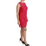 Dolce & Gabbana Pink Floral Lace Shift Gown Mini Dress DR2465-36