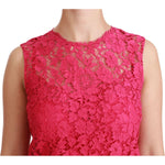 Dolce & Gabbana Pink Floral Lace Shift Gown Mini Dress DR2465-36