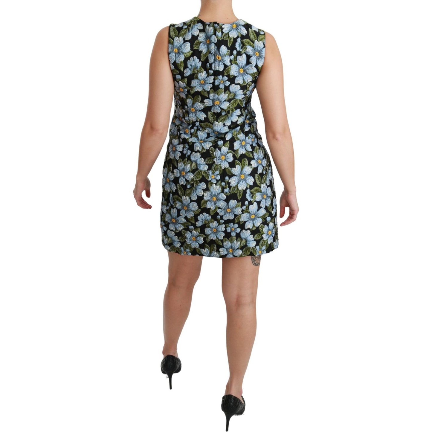 Dolce & Gabbana Blue Floral Brocade Gown Shift Dress DR2513-48