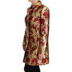 Dolce & Gabbana Red Gold Floral Brocade Cape Coat Jacket JKT2519-36