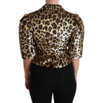 Dolce & Gabbana Blazer Gold Leopard Sequined Jacket JKT2564-36
