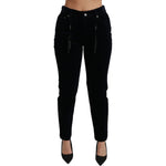 Dolce & Gabbana Blue Corduroy Mid Waist Skinny Pants Jeans PAN70925-38