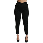 Dolce & Gabbana Black Brocade Skinny High Waist Pants PAN70942-40