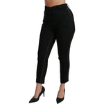 Dolce & Gabbana Black Brocade Skinny High Waist Pants PAN70942-40