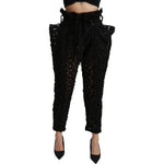 Dolce & Gabbana Black Floral Lace Tapered High Waist Pants PAN70946-40