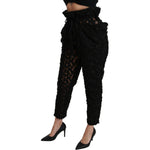 Dolce & Gabbana Black Floral Lace Tapered High Waist Pants PAN70946-40